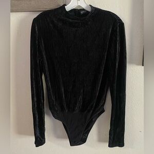 Cosabella Velvet Ribbed Black Bodysuit